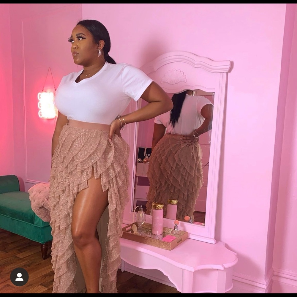 Pink ruffle skirt